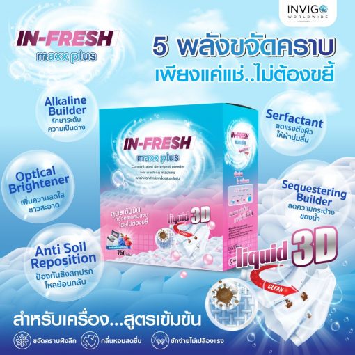 In Fresh Maxx Plus ผงซักฟอก ผงซักผ้า สูตรเข้มข้น ซักง่าย ไม่เปลืองแรง 6