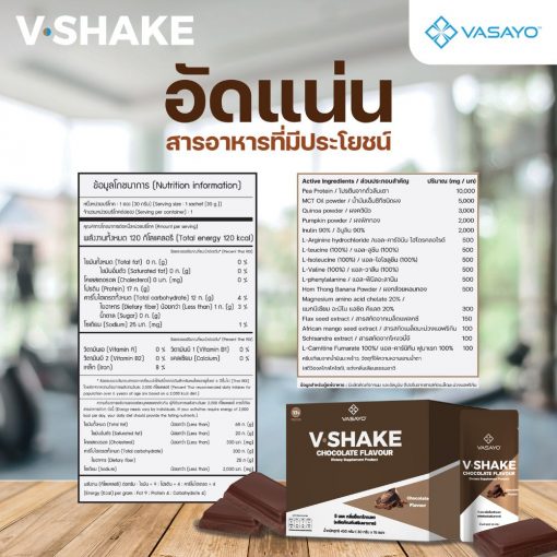 V Shake วี เชค โปรตีน กลิ่นช็อกโกแลต โปรตีนลดน้ำหนัก 4