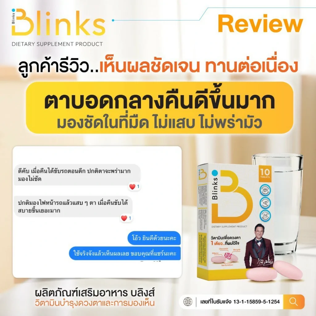Blinks บลิ๊งส์ วิตามินบํารุงสายตา อาหารเสริมบํารุงสายตา ถนอมดวงตา